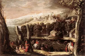 Stag Hunt Oil painting by Niccolo dell Abbate
