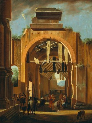 Basilica of Constantine Motif with the Adoration of the Magi by Niccolo Codazzi Oil Painting