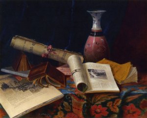 Still Life with Vase and Books by Nicholas Alden Brooks Oil Painting