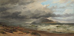 Cook Strait, New Zealand by Nicholas Chevalier Oil Painting