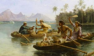 Race To The Market, Tahiti by Nicholas Chevalier Oil Painting