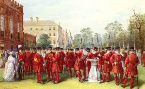 The Parade Of The Yeomen Of The Guard At Clarence House by Nicholas Chevalier Oil Painting