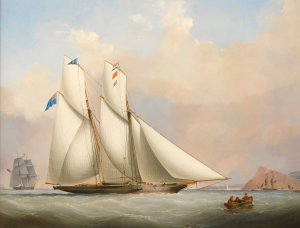 A Yacht And A Norwegian Coaster In A Storm by Nicholas Matthew Condy Oil Painting