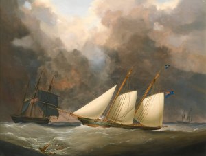 The Thousand Guinea Match Between Henry Bradley's Brig The Water Witch And Lord Belfast's Schooner Galatea by Nicholas Matthew Condy Oil Painting