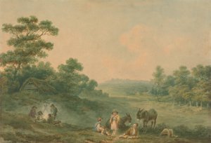 Landscape with Gypsies by Nicholas Pocock Oil Painting