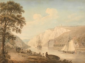 The River Avon with Passing Vessels by Nicholas Pocock Oil Painting