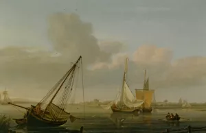 View of Southhampton Taken from the Shore Towards Netley Abbey by Nicholas Pocock Oil Painting