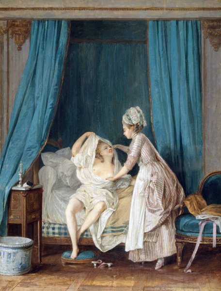 Lady Getting out of Bed  by Niclas Lafrensen - Hand-Painted Oil Painting Reproduction