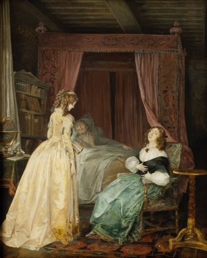 Queen Kristina of Sweden Visiting Professor Saumaise by Niclas Lafrensen Oil Painting