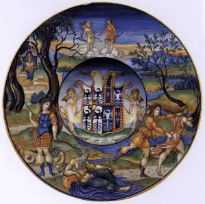 Broad-Rimmed Bowl by Nicola Da Urbino Oil Painting