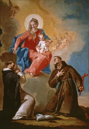 Rosary Mother of God with Sts Dominic and Francis of Assisi