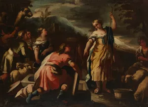 Rebecca And Eliezer At The Well by Nicola Malinconico Oil Painting