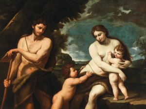 Adam and Eve with the Infants Cain and Abel by Nicola Vaccaro Oil Painting