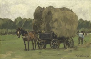 Hay Wagon by Nicolaas Bastert Oil Painting