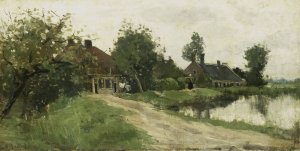 Near Breukelen on the Vecht by Nicolaas Bastert Oil Painting