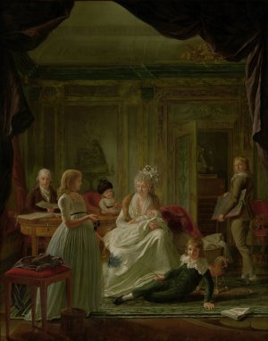 Portrait of Aernout van Beeftingh, his Wife Jacoba Maria Boon and their Children by Nicolaas Muys Oil Painting