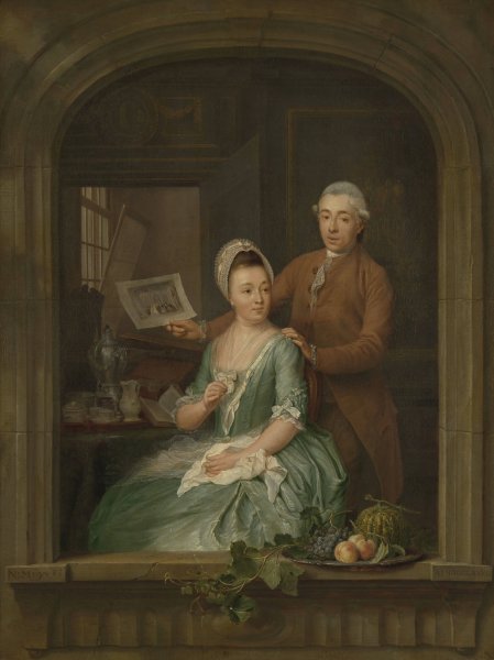 Portrait of Robert Muys and his Wife Maria Nozeman  by Nicolaas Muys - Hand-Painted Oil Painting Reproduction