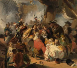 Michiel de Ruyter is mortally wounded in the battle of Etna, Anno 1676 by Nicolaas Pieneman Oil Painting