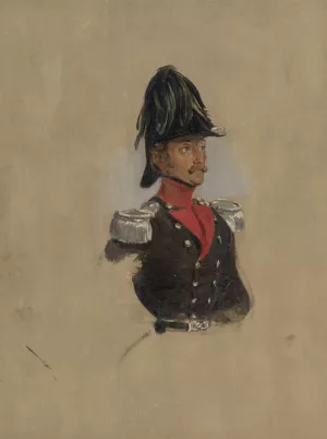 Portretstudie van kapitein J.J.P. van Munnick by Nicolaas Pieneman Oil Painting
