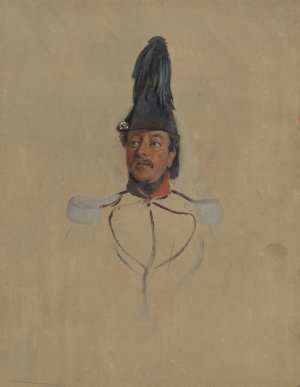 Portretstudie van kapitein T.S. Nabal by Nicolaas Pieneman Oil Painting