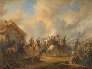The Battle of Bautersem during the Ten Days' Campaign by Nicolaas Pieneman Oil Painting