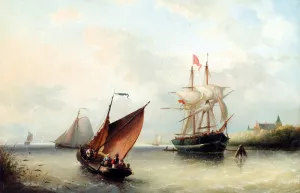 Shipping in a River Estuary on a Windy Day painting by Nicolaas Riegen