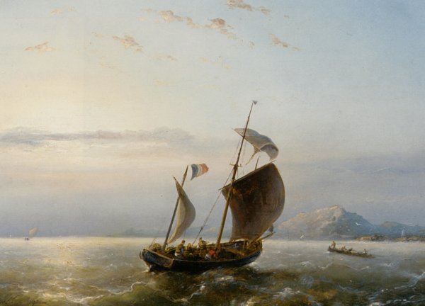 Shipping Near the Havre by Nicolaas Riegen - Hand-Painted Oil Painting Reproduction
