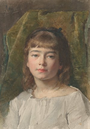 Portret van een onbekend meisje by Nicolaas Van Der Waay Oil Painting