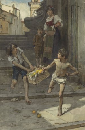 Straatscene in een Italiaanse stad by Nicolaas Van Der Waay Oil Painting