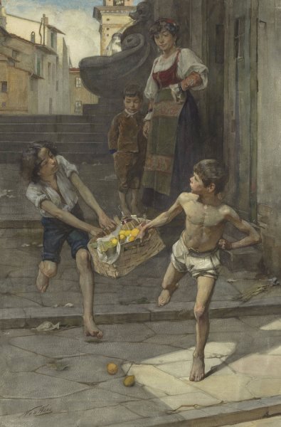 Main Product Photo of Straatscene in een Italiaanse stad  Painting by Nicolaas Van Der Waay