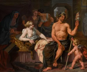 Hercules And Omphale by Nicolaas Verkolje Oil Painting