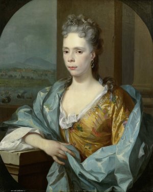 Portrait of Elisabeth van Riebeeck, Daughter of Abraham van Riebeeck, Wife of Gerard van Oosten by Nicolaas Verkolje Oil Painting