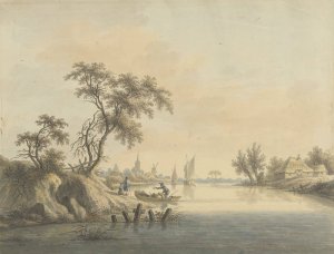 Gezicht op het dorp Elst aan de Maas by Nicolaas Wicart Oil Painting