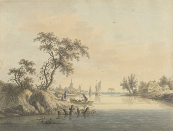 Gezicht op het dorp Elst aan de Maas  by Nicolaas Wicart - Hand-Painted Oil Painting Reproduction