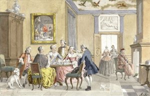 Interieur met theedrinkend gezelschap by Nicolaes Aartman Oil Painting