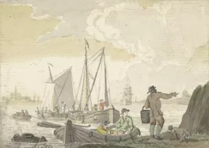 Riviergezicht met schepen Oil painting by Nicolaes Aartman