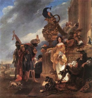 Merchant Receiving a Moor in the Harbour by Nicolaes Berchem Oil Painting