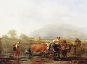 Travelling Peasants by Nicolaes Berchem Oil Painting