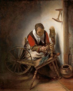 De spinster by Nicolaes Maes Oil Painting
