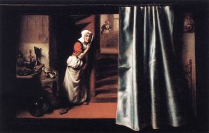 Eavesdropper with a Scolding Woman by Nicolaes Maes Oil Painting