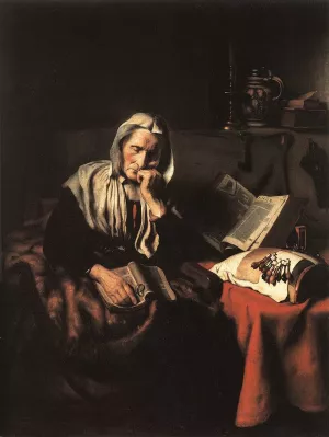 Old Woman Dozing by Nicolaes Maes - Oil Painting Reproduction