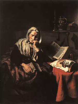Old Woman Dozing Oil painting by Nicolaes Maes