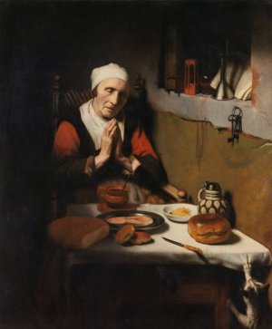 Old Woman Saying Grace, Known as 'The Prayer without End' by Nicolaes Maes Oil Painting