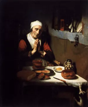 Old Woman Saying Grace by Nicolaes Maes - Oil Painting Reproduction