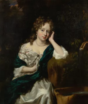 Portrait of a Lady Seated By a Fountain by Nicolaes Maes Oil Painting