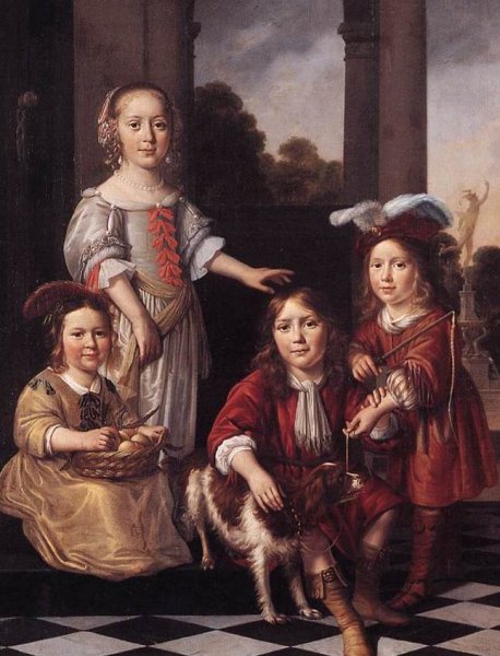 Portrait of Four Children by Nicolaes Maes - Hand-Painted Oil Painting Reproduction