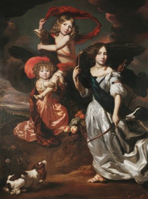 Portrait of Three Children as Ceres, Ganymede, and Diana by Nicolaes Maes Oil Painting