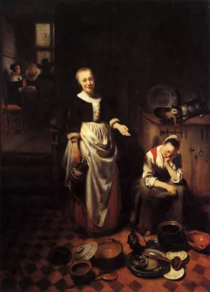 The Idle Servant by Nicolaes Maes - Oil Painting Reproduction