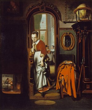 The Listening Housewife by Nicolaes Maes Oil Painting