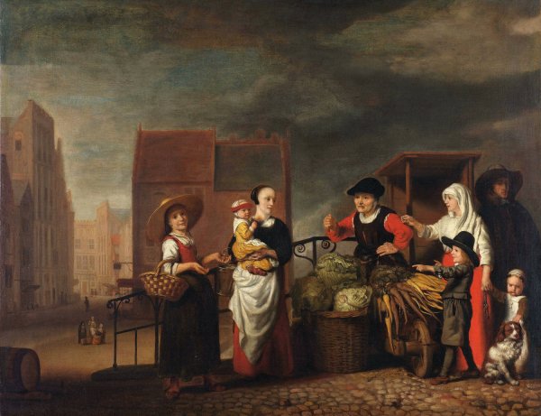 Vegetable Market  by Nicolaes Maes - Hand-Painted Oil Painting Reproduction